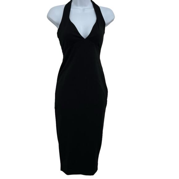 Nookie Medea Midi Bodycon Halter Dress Black Open Back S NWT Glam Edgy Cocktail - Picture 2 of 11